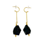 PANORMOS LONG EARRINGS WITH AUSTRIAN CRYSTAL DROP IN BLACK