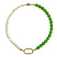PANORMOS NECKLACE WITH FRESHWATER PEARLS AND EMERALD AUSTRIAN CRYSTALS