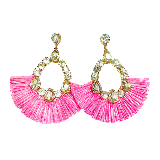 PARTY ALL NIGHT FUCHSIA/CLEAR CRYSTAL EARRINGS
