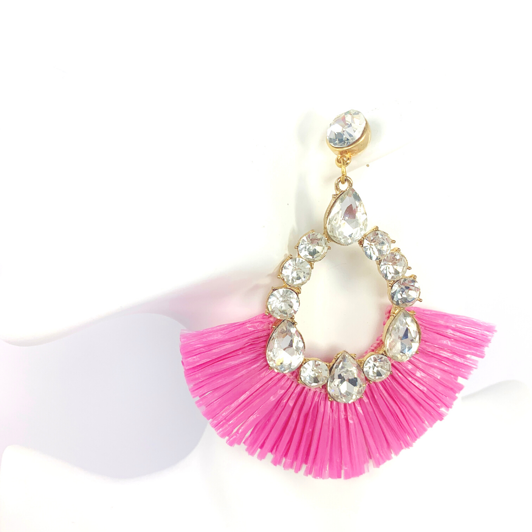 PARTY ALL NIGHT FUCHSIA/CLEAR CRYSTAL EARRINGS