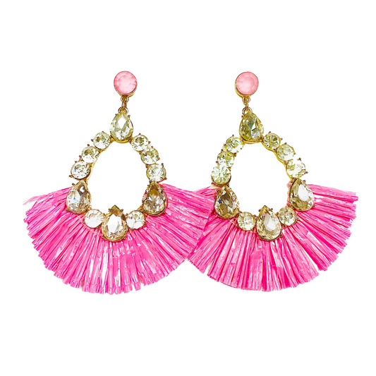PARTY ALL NIGHT FUCHSIA/PINK CRYSTAL EARRINGS