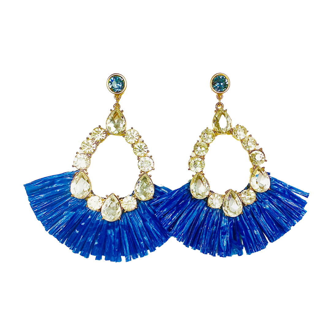 PARTY ALL NIGHT NAVY/BLUE CRYSTAL EARRINGS