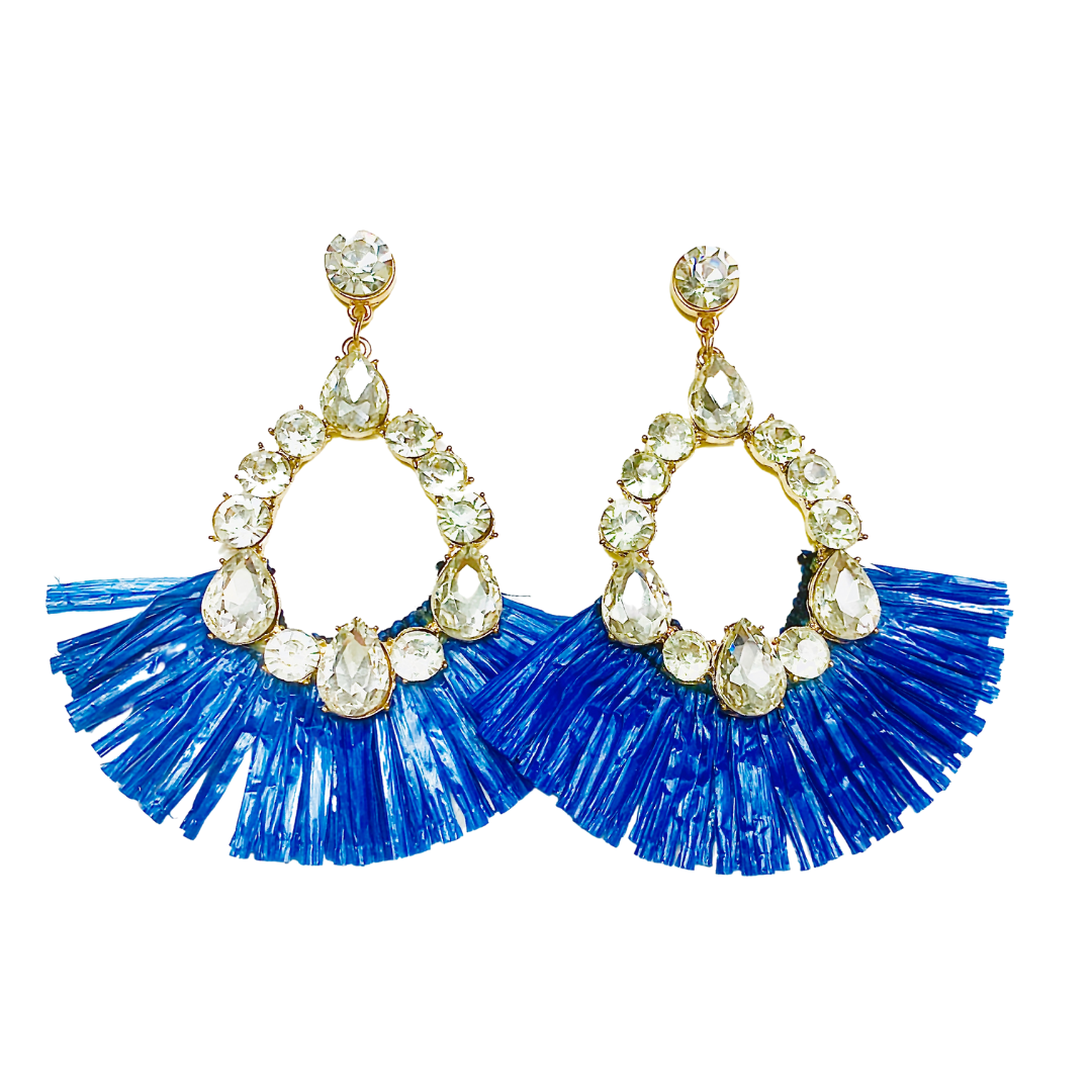 PARTY ALL NIGHT NAVY/CLEAR CRYSTAL EARRINGS