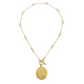 PHAISTOS 24K GOLD PLATED HAND CRAFTED LINK CHAIN NECKLACE WITH ROUND PHAISTOS DISC