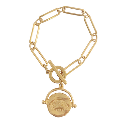 PHOEBE 24K GOLD PLATED PAPERLINK CHAIN AND EYE PENDANT