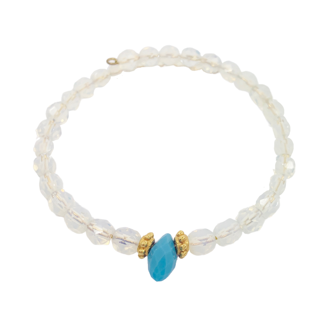 POSITANO BANGLE IN WHITE/TURQUOISE