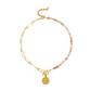 YANG HALF NECKLACE WITH CARNELIAN AGATE BEADS AND 24K GOLD PLATED ROUND PHAISTOS DISC