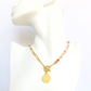 YANG HALF NECKLACE WITH CARNELIAN AGATE BEADS AND 24K GOLD PLATED ROUND PHAISTOS DISC