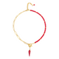 YANG HALF NECKLACE WITH CORAL HOWLITE BEADS AND CORAL HOWLITE DROP