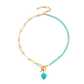 YANG HALF NECKLACE WITH TURQUOISE CRYSTALS AND TURQUOISE HOWLITE HEART
